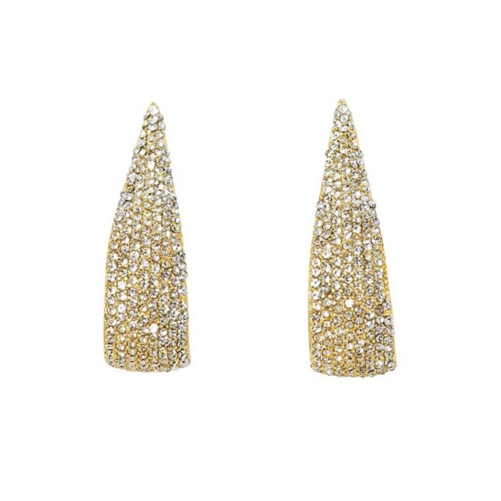 SOLD! Vince Camuto Pave J Hoop Gold Earrings NEW - Picture 2 of 3